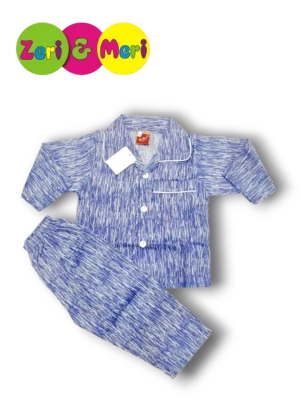 Night suit cotton shaded 1 to 4y blue