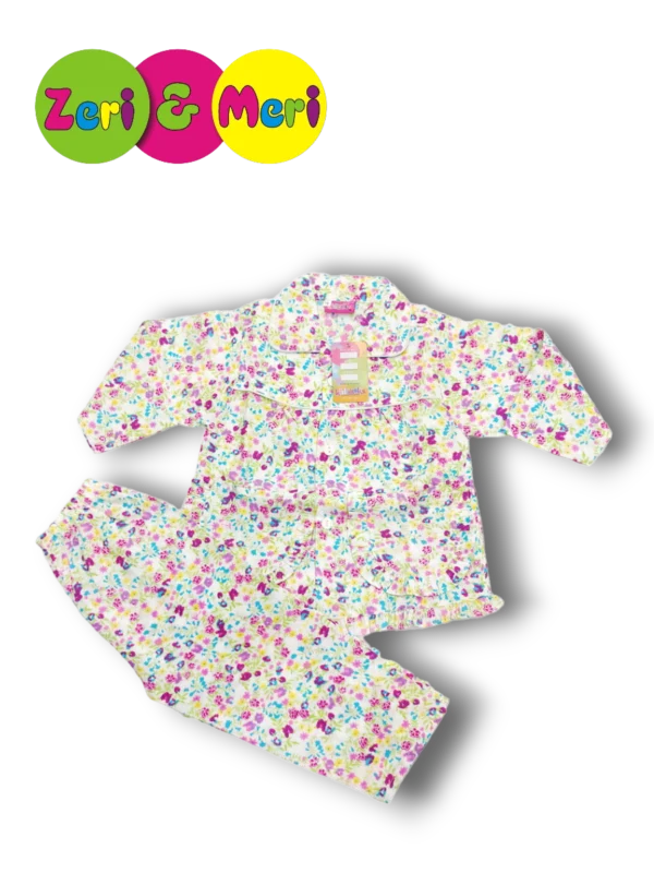 Night suit cotton small flowers 1 to 4y pink