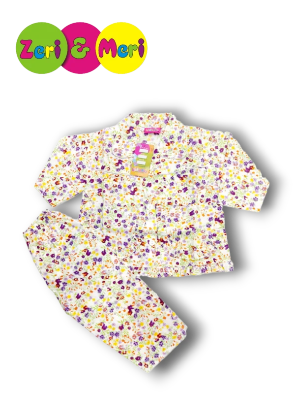 Night suit cotton small flowers 1 to 4y purple