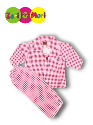 Night suit cotton squares 1 to 4y red