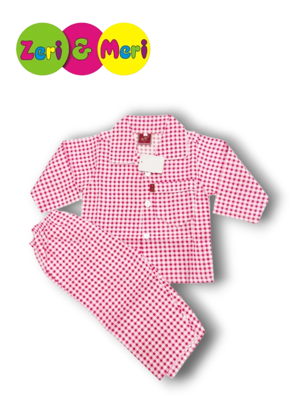 Night suit cotton squares 1 to 4y red