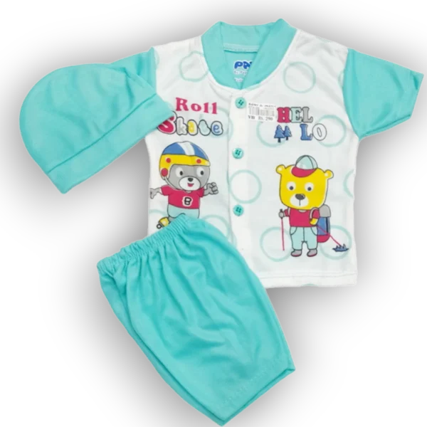 new born hello green suit