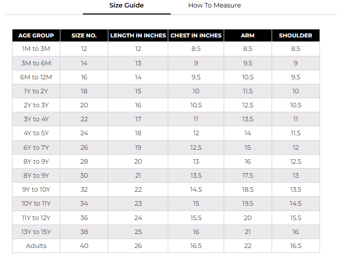 Winter Round Neck Red Colour in premium quality at best price 4 Round Neck Size Chart