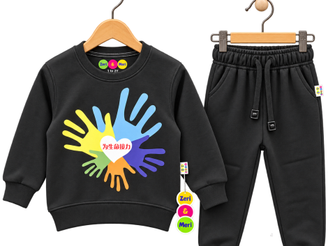 Home 34 Colorful Hands Kids Fleece Tracksuit